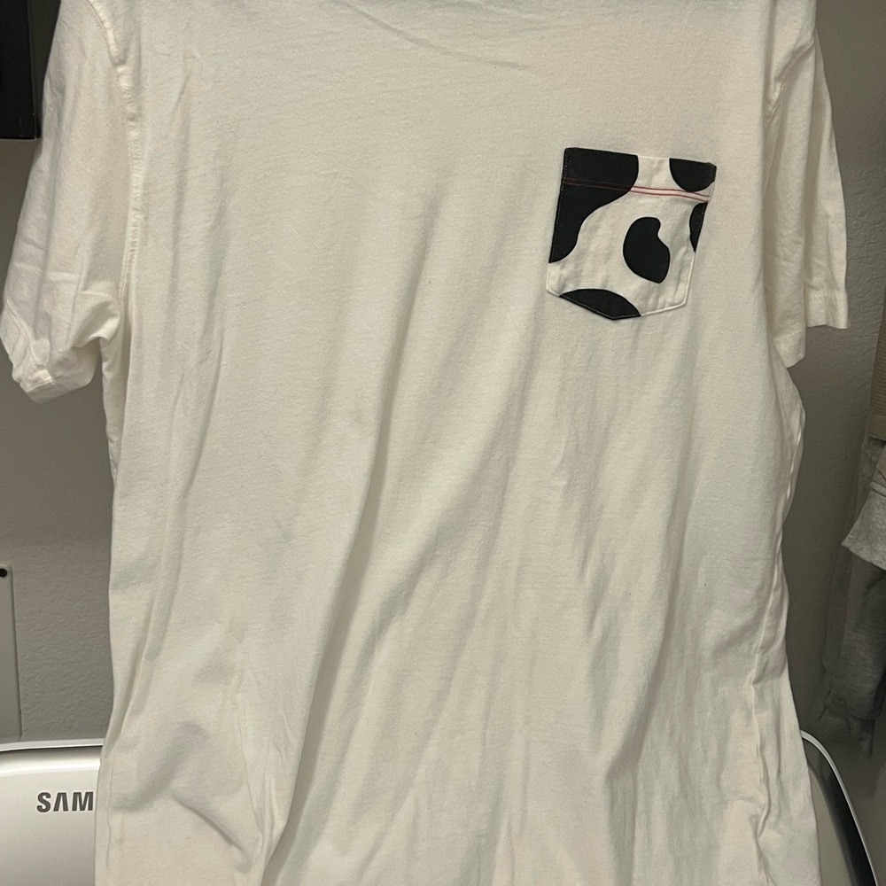Chick-fil-A White T-Shirt with Black Patterned Pocket